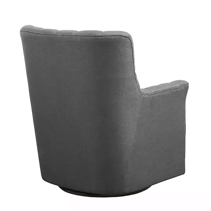 Gray Hand-Tufted Swivel Glider Accent Chair