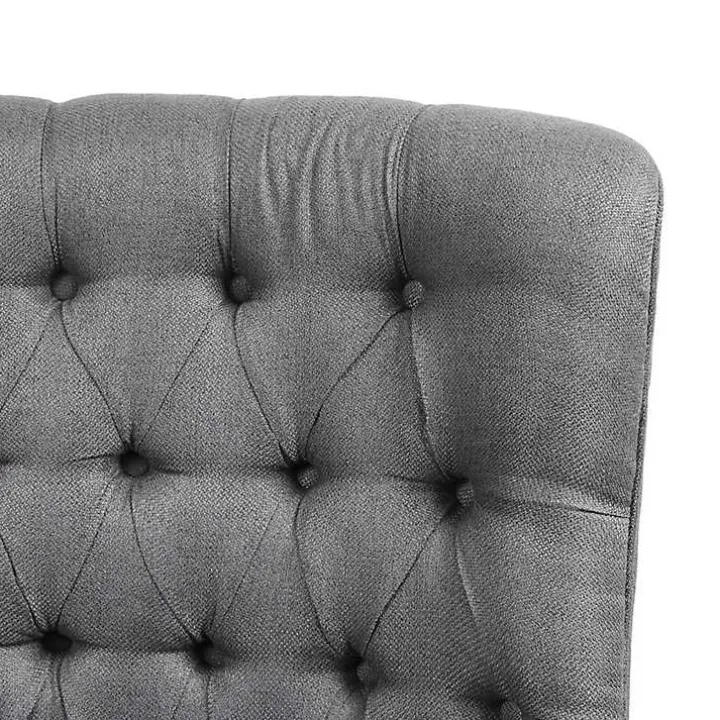 Gray Hand-Tufted Swivel Glider Accent Chair