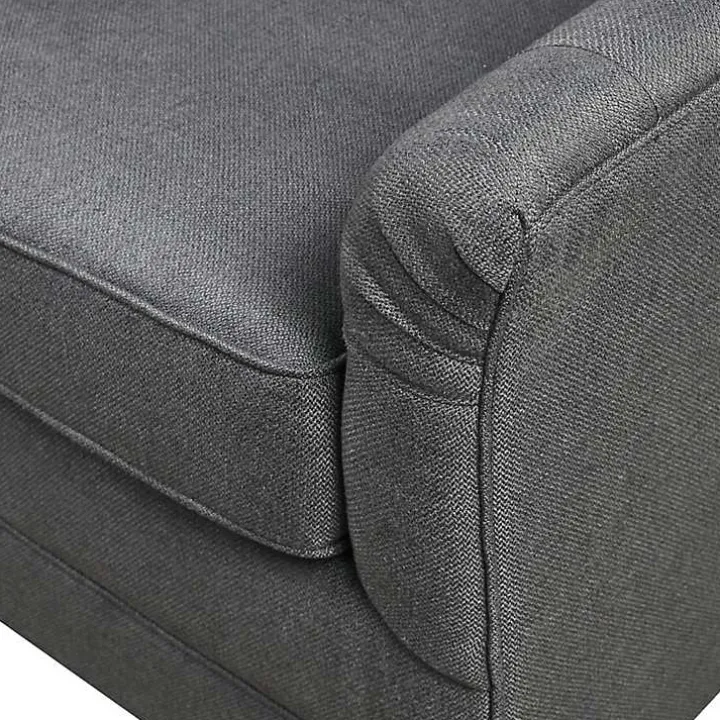 Gray Hand-Tufted Swivel Glider Accent Chair
