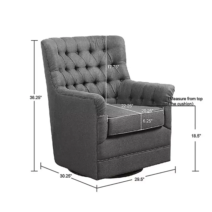 Gray Hand-Tufted Swivel Glider Accent Chair