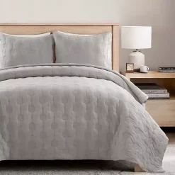 Gray Hexagon Honeycomb 3-pc. Cali King Quilt Set