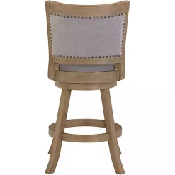 Gray Linen and Driftwood Swivel Counter Stool