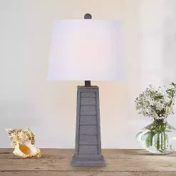 Gray Louvered Shutter Table Lamps, Set of 2
