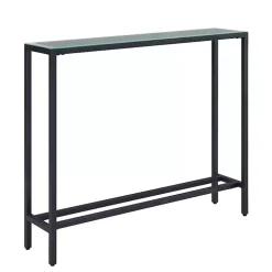 Gray Metal Mirrored Top Slim Console Table