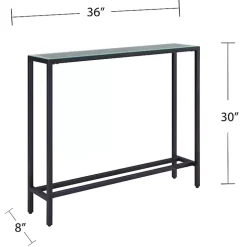 Gray Metal Mirrored Top Slim Console Table