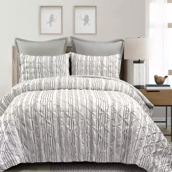 Gray Pintuck Stripe Full/Queen 5-pc. Comforter Set