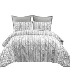 Gray Pintuck Stripe Full/Queen 5-pc. Comforter Set