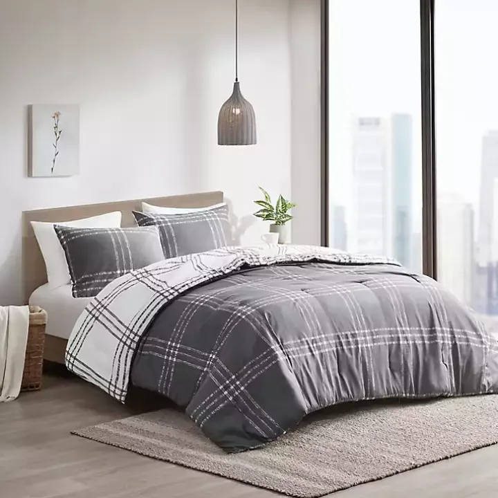 Gray Plaid Dayton 3-pc. Full/Queen Comforter Set