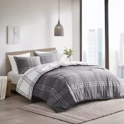 Gray Plaid Dayton 3-pc. King Comforter Set
