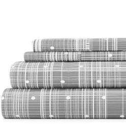 Gray Plaid Polka Dot 3-pc. Twin Sheet Set