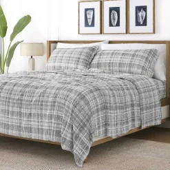 Gray Plaid Polka Dot 3-pc. Twin Sheet Set