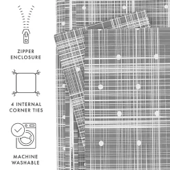 Gray Plaid Polka Dot 2-pc. Twin Duvet Cover Set