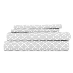 Gray Quatrefoil 4-pc. Queen Sheet Set