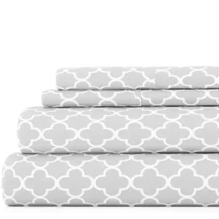 Gray Quatrefoil 4-pc. Queen Sheet Set
