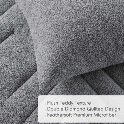 Gray Quilted Teddy 2-pc. Twin Comforter Set