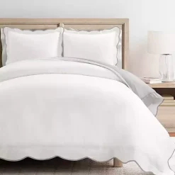 Gray Scallop Edge 3-pc. King Duvet Cover Set