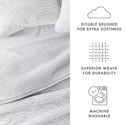 Gray Scalloped Reversible 3-pc. King Quilt Set