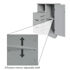 Gray Single Door 3-Drawer Cabinet