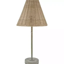 Gray Sirocco Table Lamp with Rattan Shade