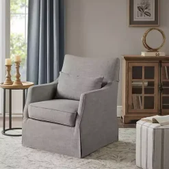 Gray Skirted Swivel Martha Stewart Accent Chair