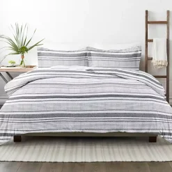 Gray Soft Striped 3-pc. King Duvet Cover Set
