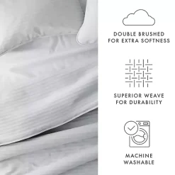 Gray Stitched Stripes 3-pc. King Quilt Set