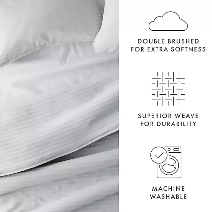 Gray Stitched Stripes 3-pc. King Quilt Set