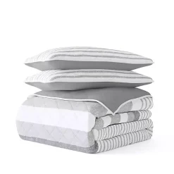 Gray Striped Reversible 2-pc. Twin Quilt Set