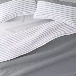 Gray Striped Reversible 3-pc. King Quilt Set