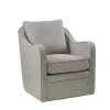 Gray Swivel Upholstered Wide Seat Accent Chair