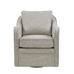 Gray Swivel Upholstered Wide Seat Accent Chair