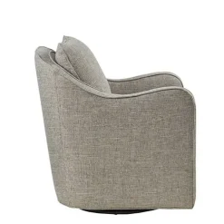 Gray Swivel Upholstered Wide Seat Accent Chair