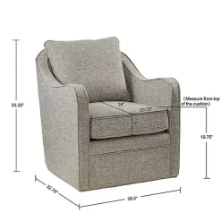 Gray Swivel Upholstered Wide Seat Accent Chair