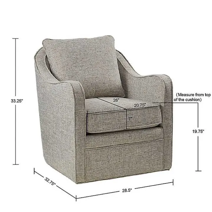 Gray Swivel Upholstered Wide Seat Accent Chair