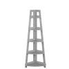 Gray 5-Tier Corner Ladder Bookshelf