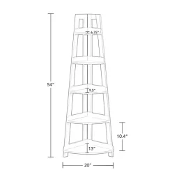 Gray 5-Tier Corner Ladder Bookshelf