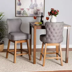 Gray Tufted Back Swivel Counter Stools, Set of 2