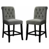 Gray Tufted Landon Counter Stools, Set of 2