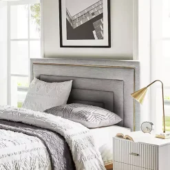 Gray Tufted Upholstered Adjustable Queen Headboard