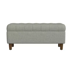Gray Tufted Upholstered Storage Bench