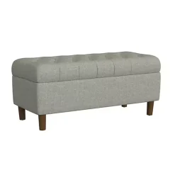 Gray Tufted Upholstered Storage Bench