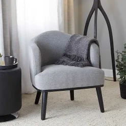 Gray Upholstered Midcentury Modern Accent Chair