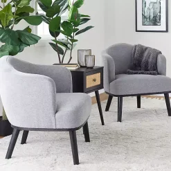 Gray Upholstered Midcentury Modern Accent Chair