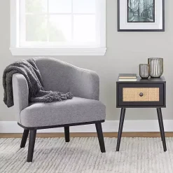 Gray Upholstered Midcentury Modern Accent Chair