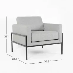 Gray Upholstered Square Accent Chair