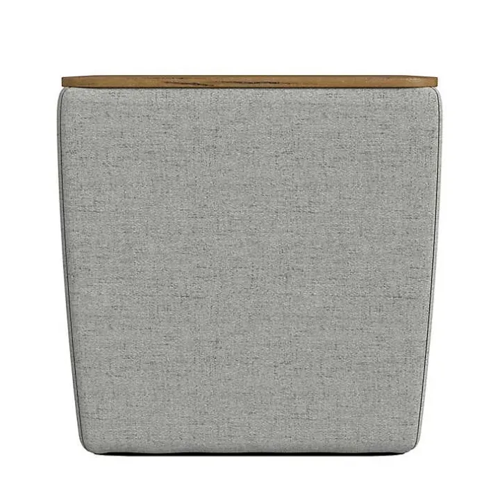 Gray Upholstered Storage Ottoman with Wood Lid