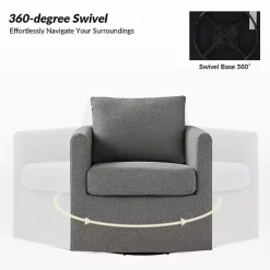 Gray Upholstered Vasser Slipcover Swivel Chair