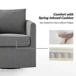 Gray Upholstered Vasser Slipcover Swivel Chair