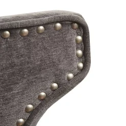 Gray Upholstered Wood Swivel Counter Stool