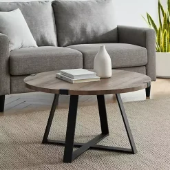 Gray Urban Rustic Round Coffee Table